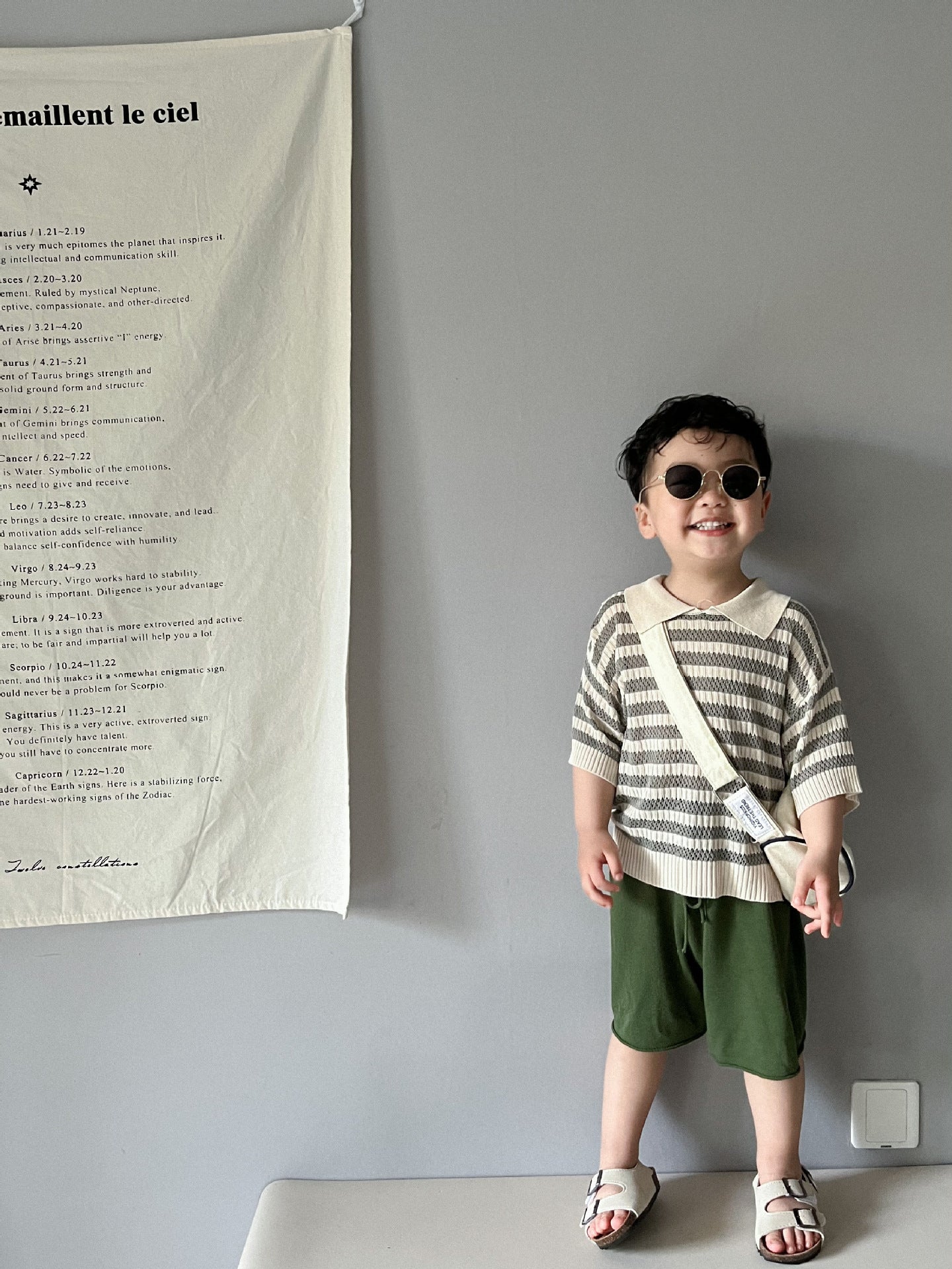 Children's Hollow Sweater Western Style Striped Short-sleeved T-shirt
