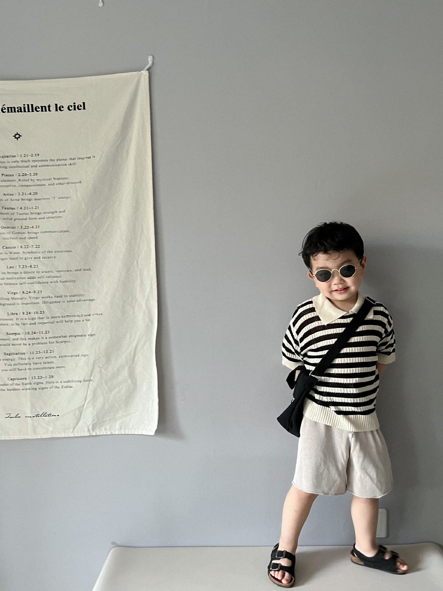 Children's Hollow Sweater Western Style Striped Short-sleeved T-shirt