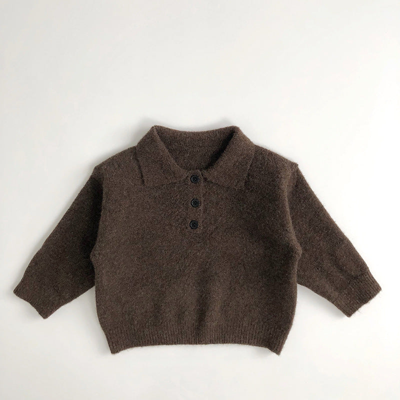 Retro Style Fashionable Knitted Turn-down Collar Coat