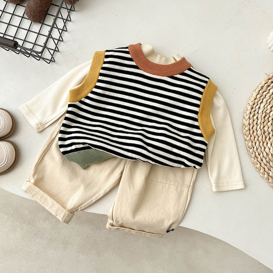 Vintage Striped Kids Pullover Vest