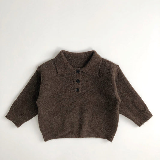 Retro Style Fashionable Knitted Turn-down Collar Coat