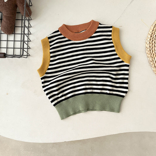 Vintage Striped Kids Pullover Vest
