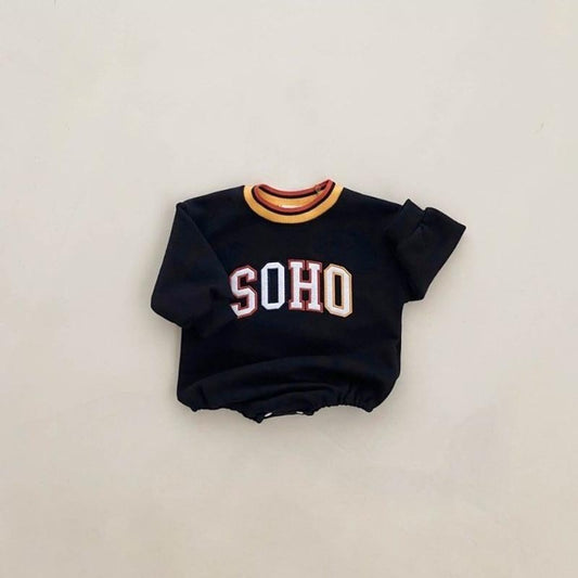 New Baby Letter Print Romper Pure Cotton Long Sleeve